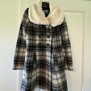 Guess Plaid Wool Coat